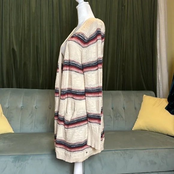 Eddie Bauer Striped Southwestern Pattern Long Cardigan Sweater - Picture 4 of 6